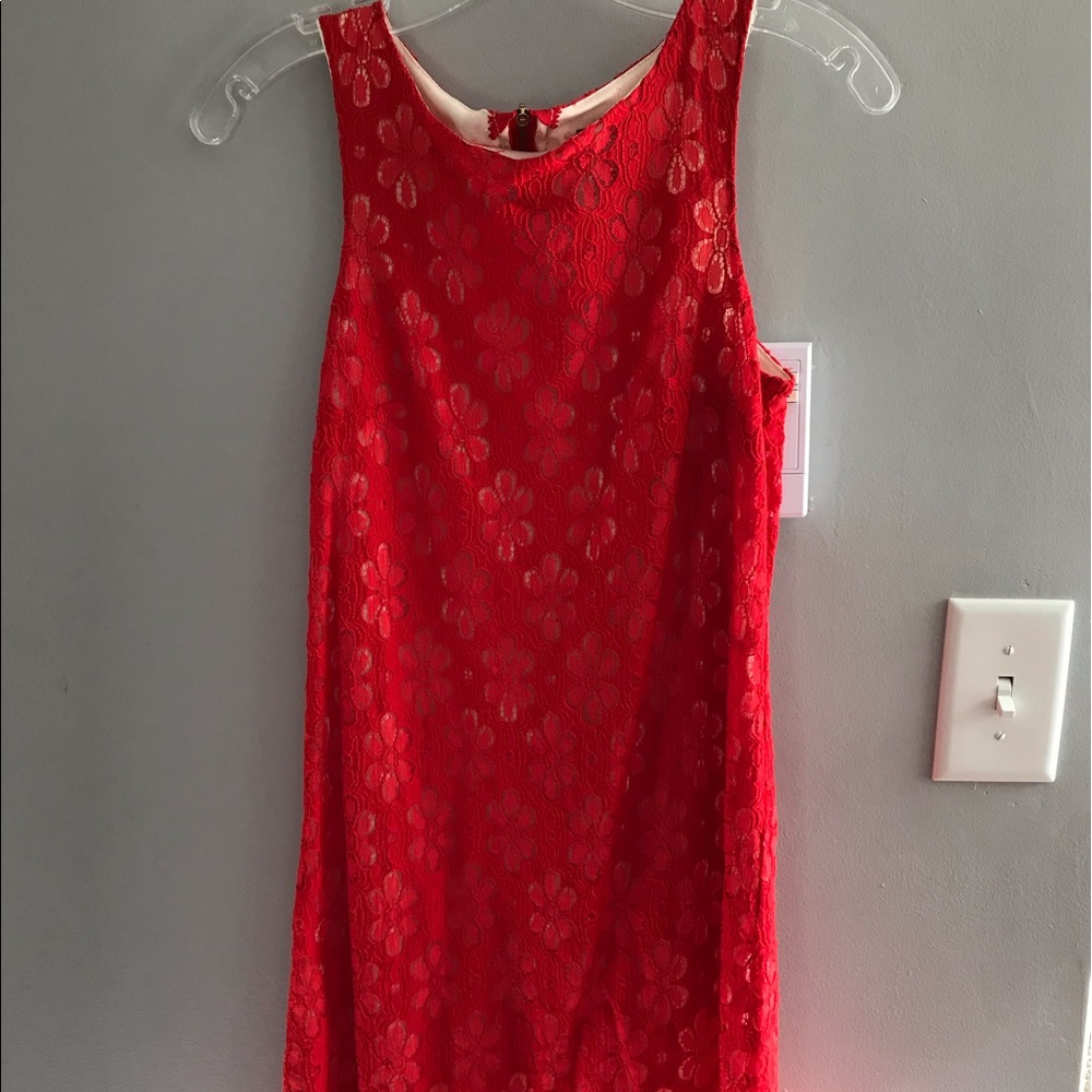 Red floral pattern dress